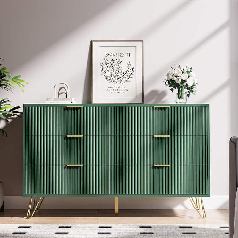 FURNIWAY Fluted Drawer Dresser for Bedroom