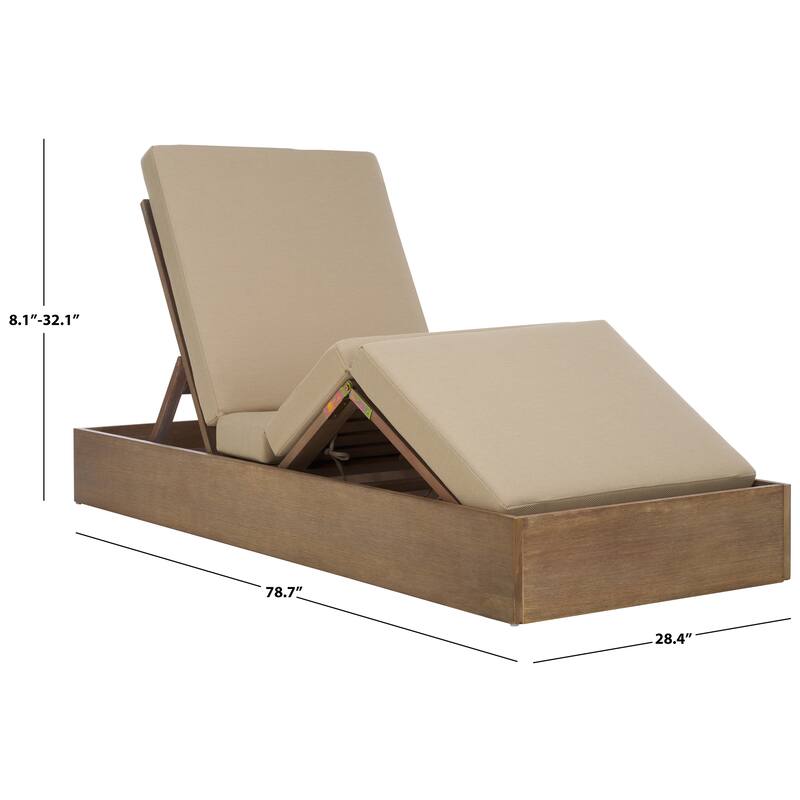 SAFAVIEH Couture Cornie Wood Chaise Lounge Chair - 37 In. W x 78 In. D x 14-34 In. H - 37"W x 78"D x 14-34"H