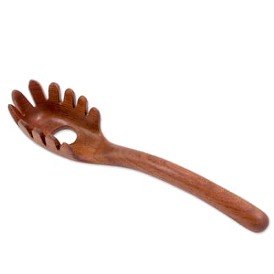 Novica Handmade Home Cooking Wood Spaghetti Spoon