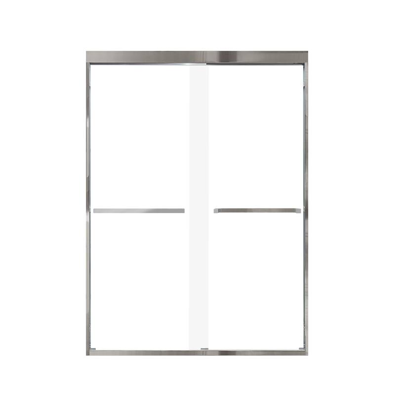 Frederick 47 in. W x 76 in. H Sliding Semi-Frameless Shower Door in Brushed Nickel with Clear Glass - 48 x 76 - 48 x 76