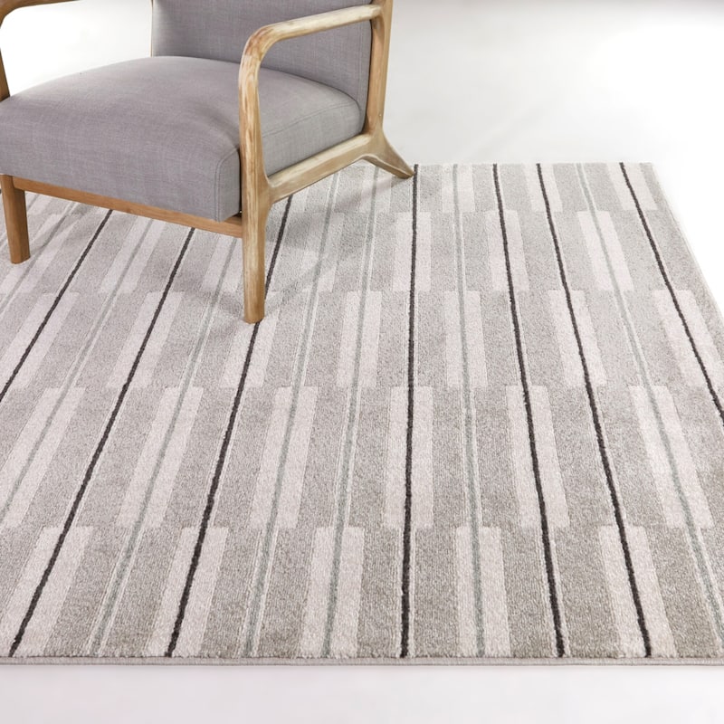 Andrei Modern Striped Area Rug - 5'3" x 7' - Taupe - Rectangle