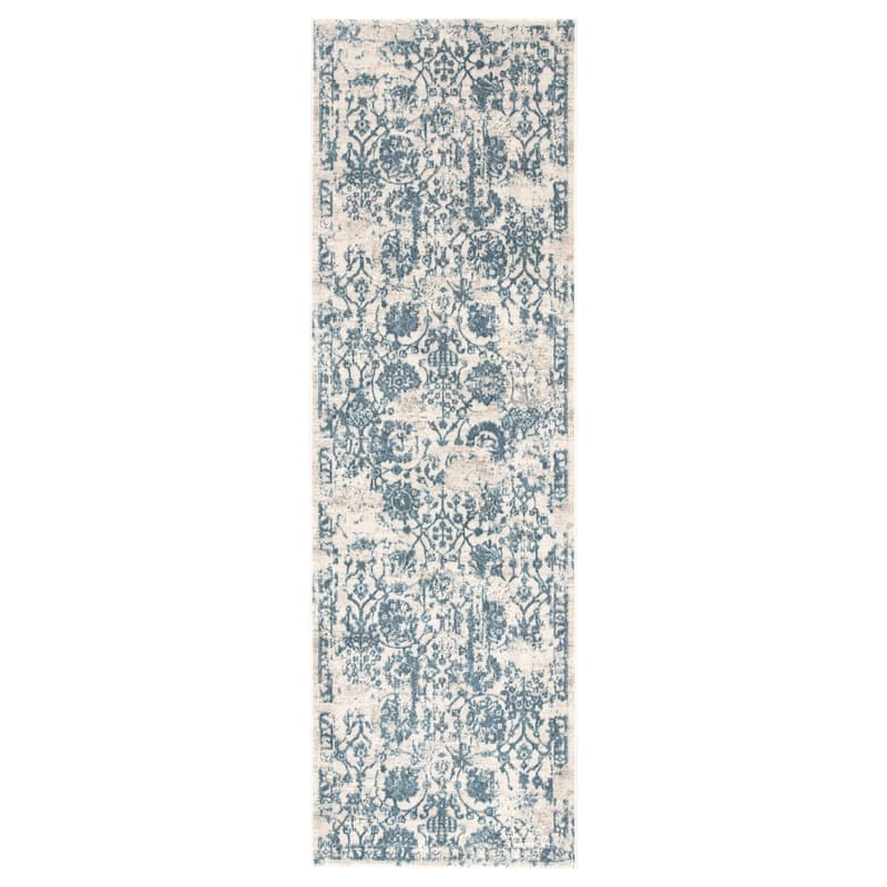 Margolette Floral Area Rug - 2' 6" x 8' - Silver/Blue - Runner