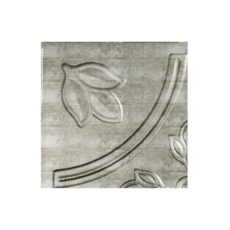 FASÄDE Traditional Style 5 Decorative Vinyl 2ft x 2ft Lay in Ceiling Panel in Crosshatch Silver (5 Pack) - 12in x 12in Sample - Crosshatch Silver