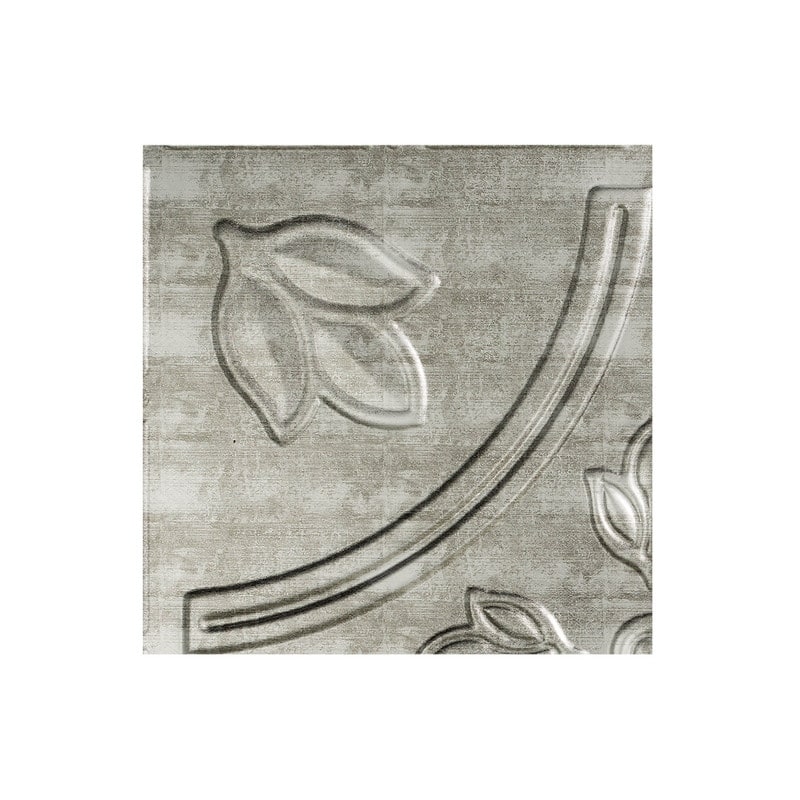 FASÄDE Traditional Style 5 Decorative Vinyl 2ft x 4ft Glue Up Ceiling Panel in Crosshatch Silver (5 Pack) - 12in x 12in Sample - Crosshatch Silver