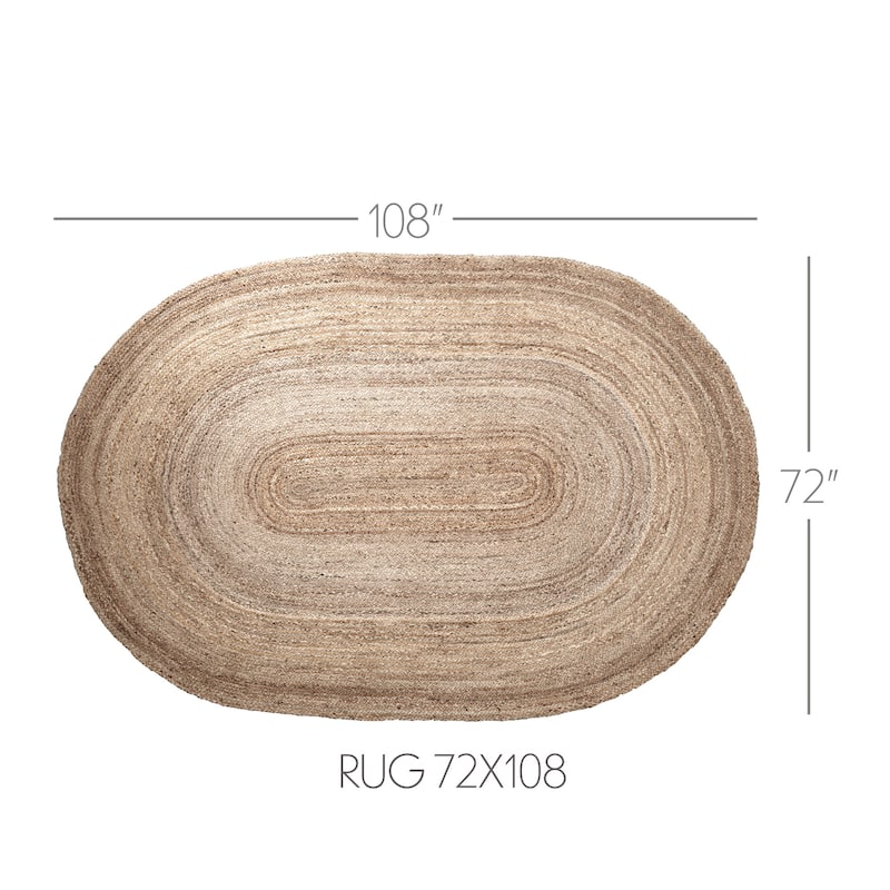 Natural Jute Rug Oval w/ Pad 72x108 - 6' x 9'