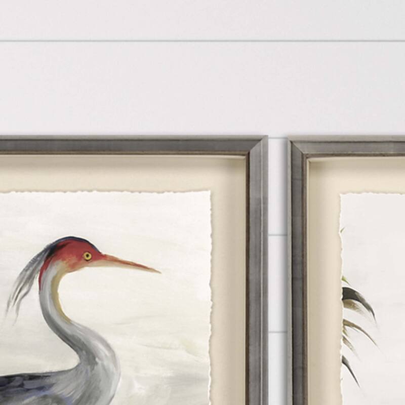 Grey Heron Framed Art Giclee Under Glass - Blue