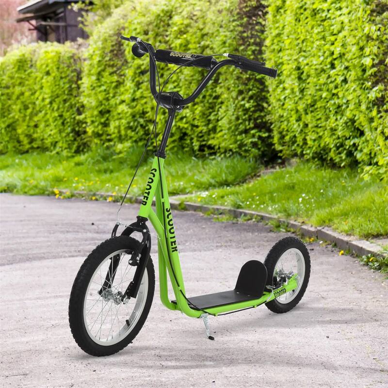 Steel Aluminum Kick Scooter with Adjustable Handlebar - 53.25"L x 22.75"W x 34.75"-37"H