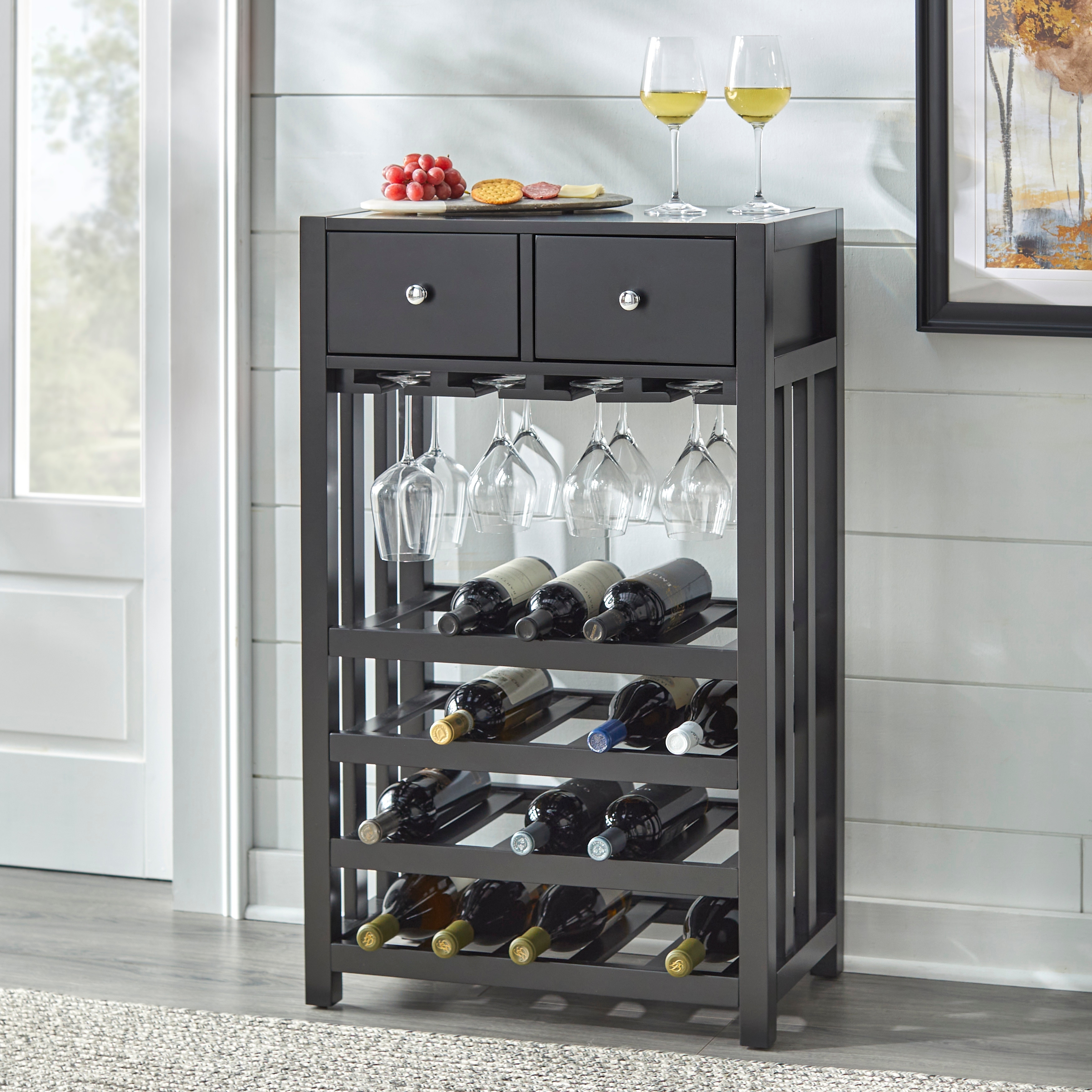 Slatted cabinet wine server outlet
