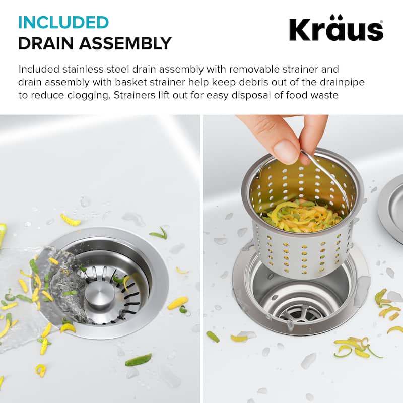 KRAUS Granite 33 inch 2-Bowl Undermount Drop-in Kitchen Sink