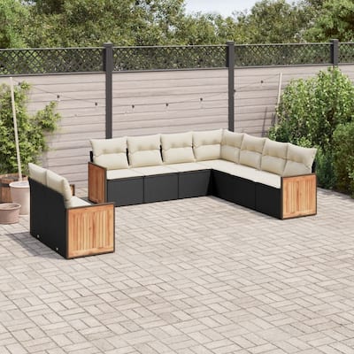 vidaXL Patio Sofa Set with Cushions Outdoor Conversation Furniture Poly Rattan