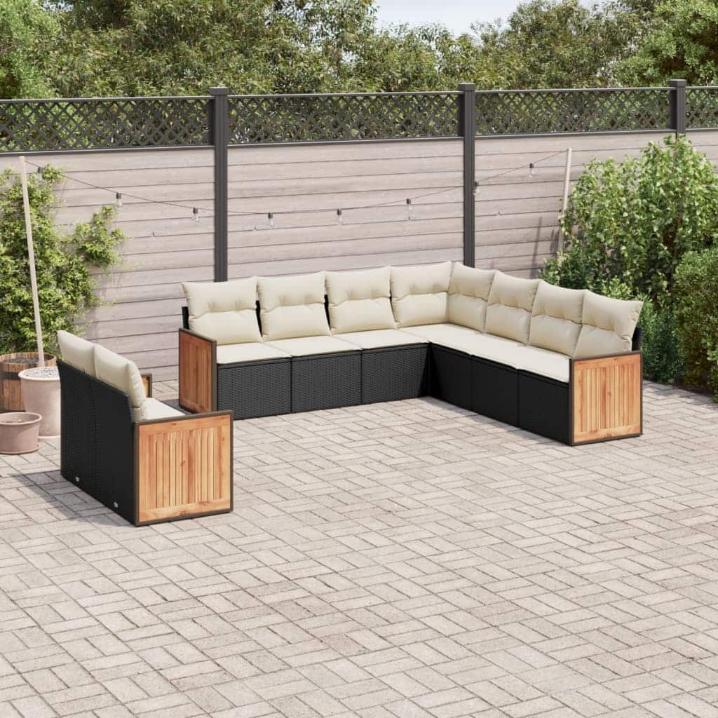vidaXL Patio Sofa Set with Cushions Outdoor Conversation Furniture Poly Rattan