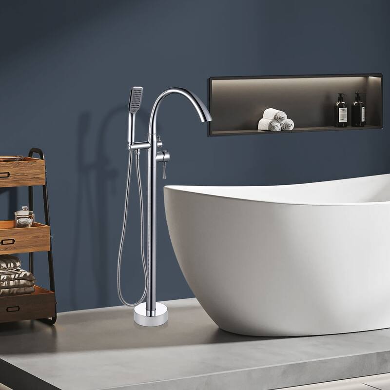 Topcraft Floor Mounted Bathtub Filler with Handheld Showerhead