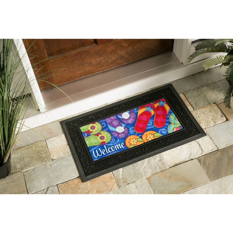 22 in. x 10 in. Seasonal Sassafras Switch Mat Collection w/ Decorative Rubber Frame (Set of 5)