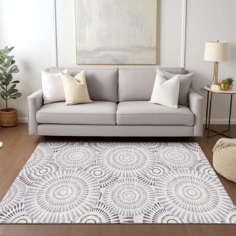 Machine Washable Indoor/ Outdoor Chantille Modern Burst Rug