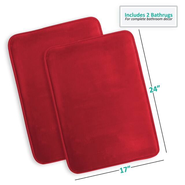 Clara Clark Ultra Soft Plush Bathroom Rug - Non-Slip, Velvet, Memory Foam Bath Mat - Set of 2