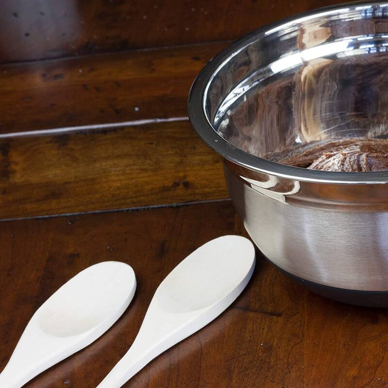 Chef Craft 2pc Solid Maple 12" & 14" Long Wooden Kitchen Mixing Spoon Set
