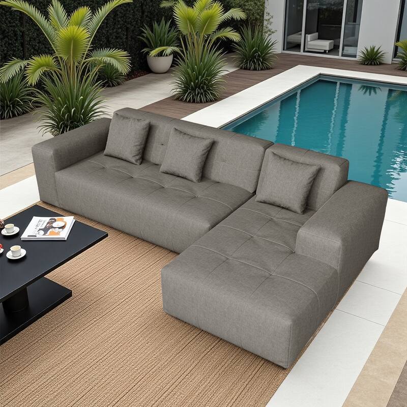 Outdoor Upholstered Chaise Modular Sectional Sofa Set