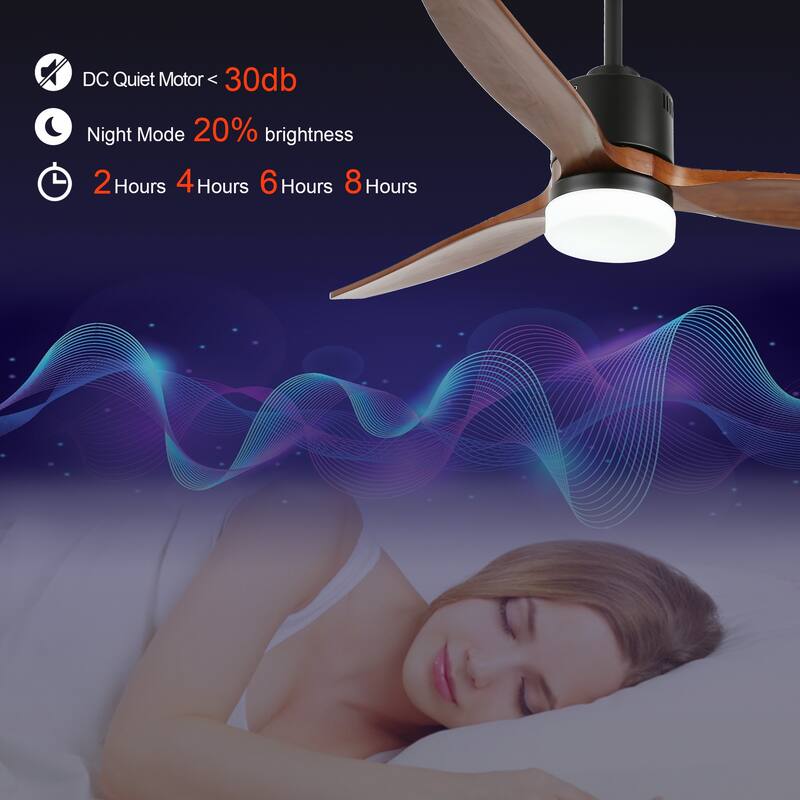 Cusp Barn 52-inch Outdoor Indoor Solid Wood Ceiling Fan with Lights and Remote Energy Efficient DC Motor Dimmable LED Light