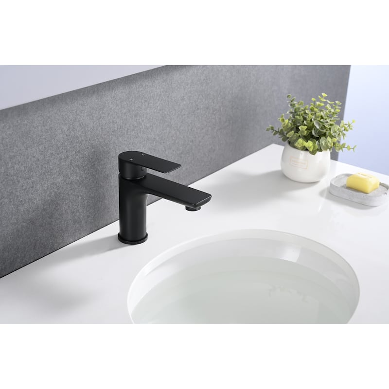 Single Handle Bathroom Sink Faucet with Ceramic Valve Core and Aerator, Rust Proof, Anti Fingerprint, Splash Proof, Silent