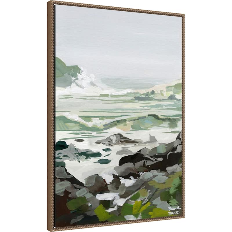 Coastal Waves and Rocks by Brook Page Framed Canvas Wall Art Print