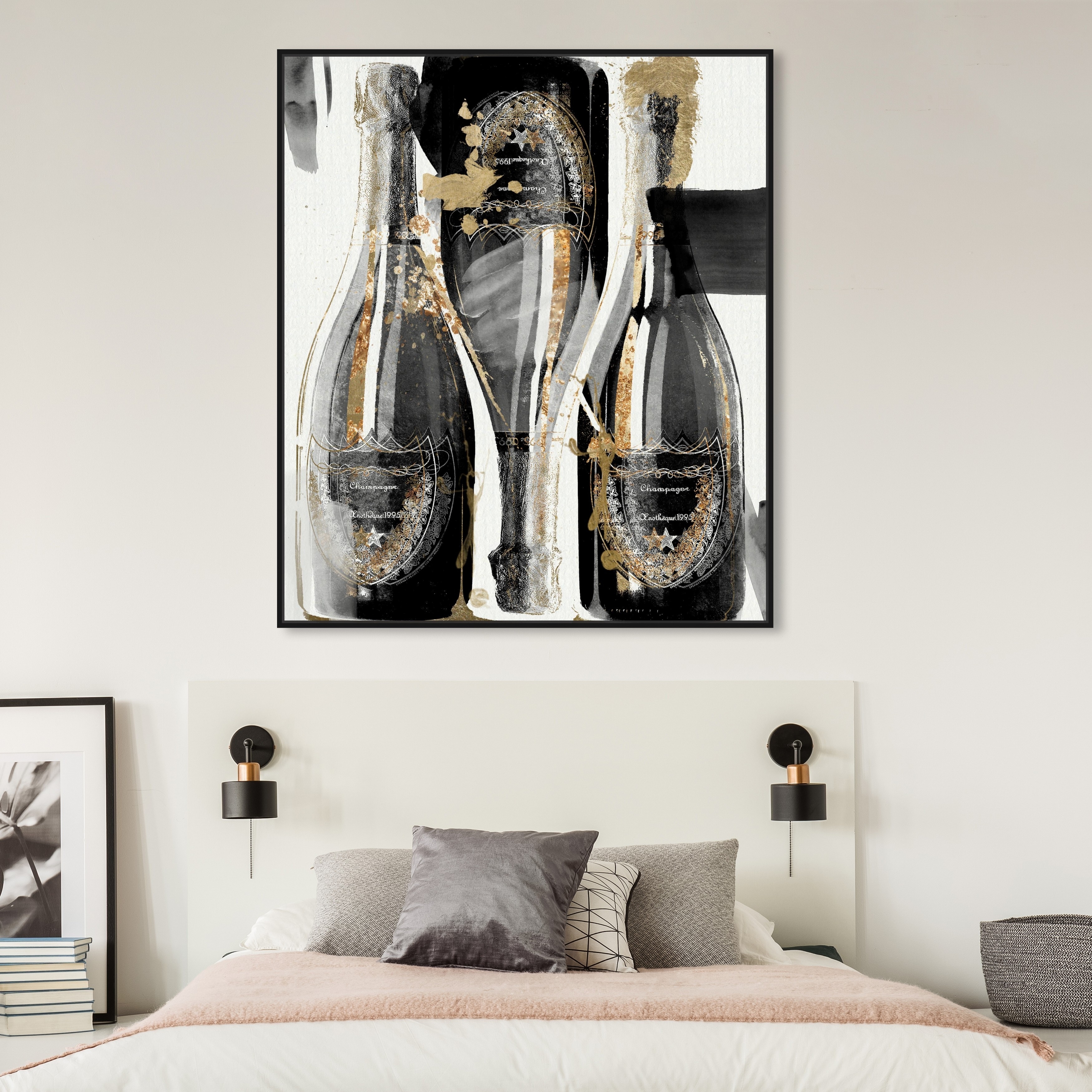 Oliver Gal Gold Showers Noir Drinks And Spirits Wall Art Framed Canvas Print Champagne Gold Gray Overstock 31794800 Champagne gold suppliers also offer label printing and customized logo printing. overstock com