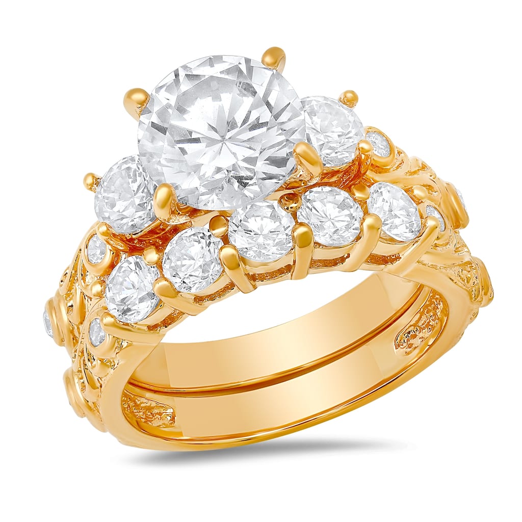 Sterling Silver Cubic Zirconia Wedding Ring Set by Roberto Martinez