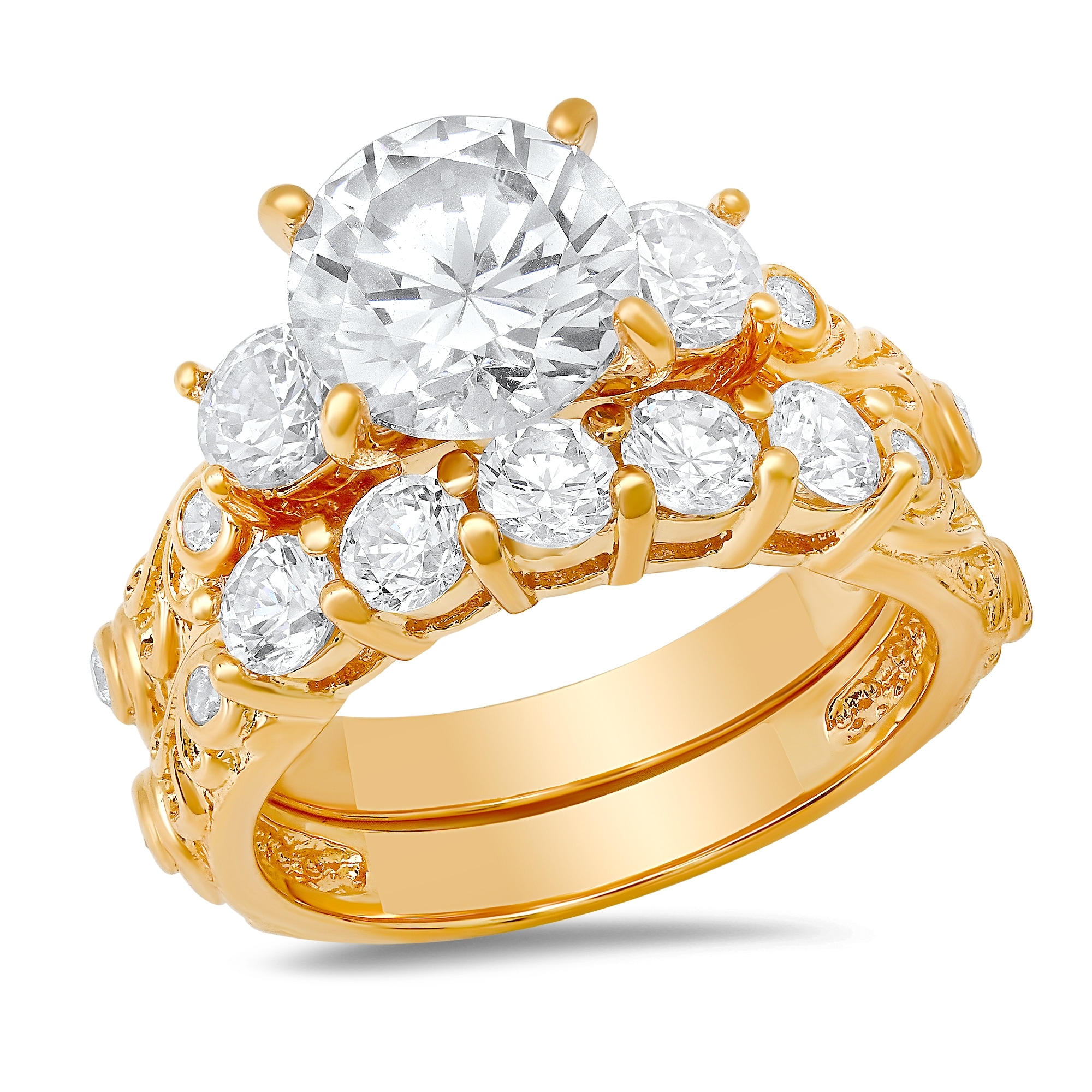 Roberto Martinez Sterling Silver Cubic Zirconia Wedding Ring Set