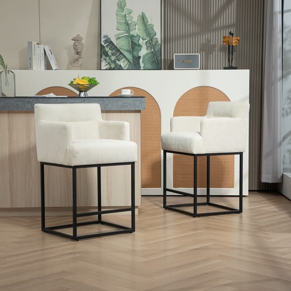 Counter Height Bar Stools Set of 2,Bar Stool with Metal Frames
