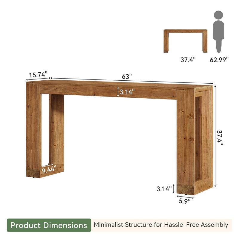 63-Inch Wood Bar Table
