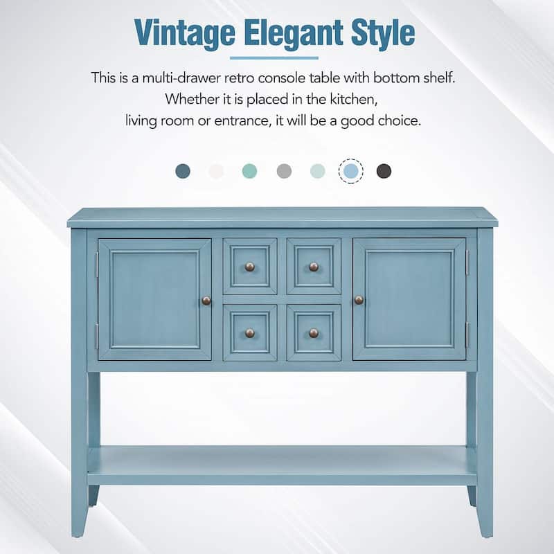 46 "W Modern Vintage Storage Dresser with Four Small Drawers and Bottom Shelf