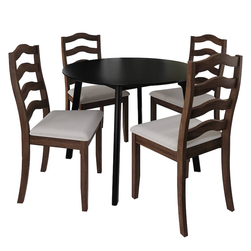 CraftPorch Sophistique 4-Piece Chair and Round Table Wooden Dining Set
