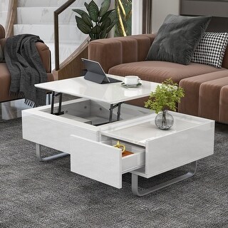 White Multi-functional Coffee Table with Lifted Top - Bed Bath & Beyond ...