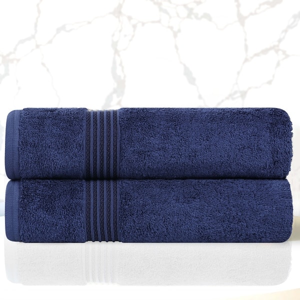 Superior Heritage Egyptian Cotton Absorbent Bath Towel Set of 2 - Navy Blue