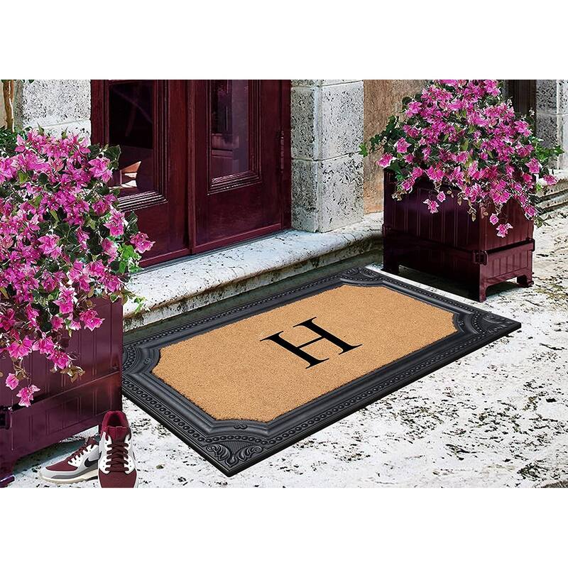 A1HC First Impression Carson Rubber and Coir 24" X 39", Heavy Duty, Easy to Clean Outdoor Monogrammed Doormat