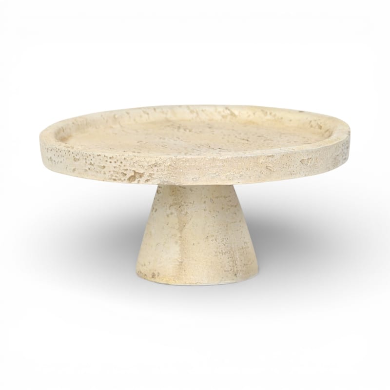 Avice 9.5" Beige Stone Style MGO Decorative Pedestal Bowl