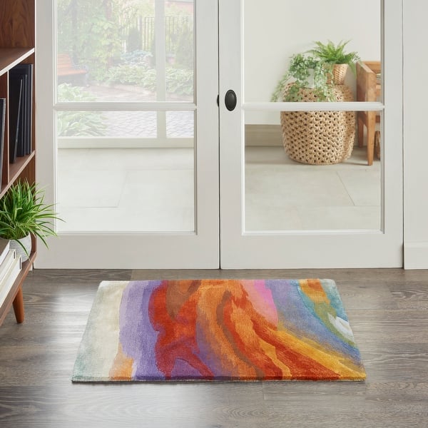 slide 2 of 10, Nourison Prismatic Modern Abstract Sunset Watercolor Area Rug 2' x 3' - Multicolor - Rectangle
