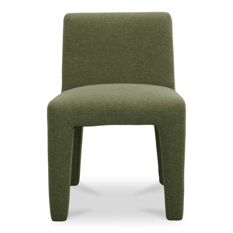 NADAAL STUDIOS Elion Dining Chair, Overly Padded Design, Aluminum Frame, Cream Olefin Fabric - Green
