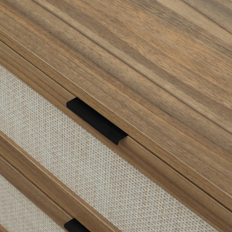 Wood Storage Cabinet with 3 Engineered Rattan Drawer Suitable for Bedroom,Living Room,Study