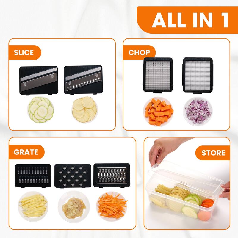 Cheer Collection Vegetable Slicer Chopper With 7 Blades And Container - 7 Blade