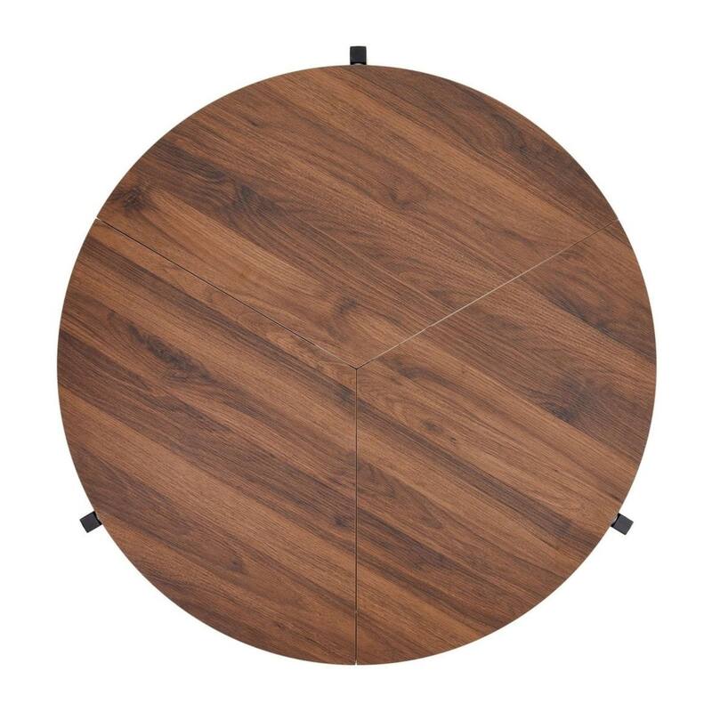Walnut Foldable Round Trifold Table 35" Space-Saving Multi-Use