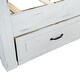 preview thumbnail 6 of 8, Farmhouse Style Queen Size Wood Panel Bed Frame Four Square Poster Bed with Three Storage Drawers, Ancient White