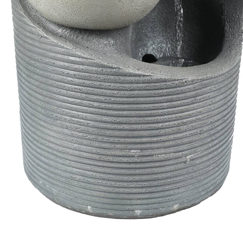 Modern Gray CementTiered Bowls Outdoor Fountain with Lights