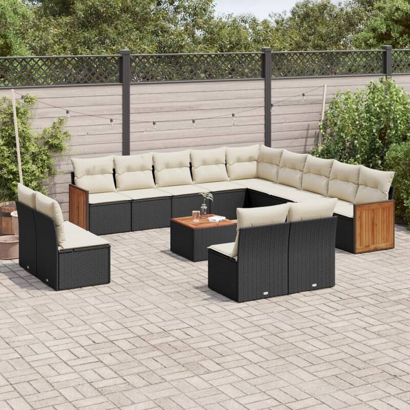 vidaXL Patio Sofa Set with Cushions Outdoor Seating Furniture Poly Rattan