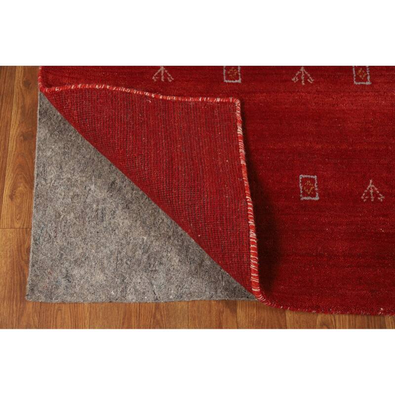 Hand Knotted Oriental 100% Wool Carpet Tribal Tribal Red Gabbeh Area Rug - 9' 9'' X 6' 8''