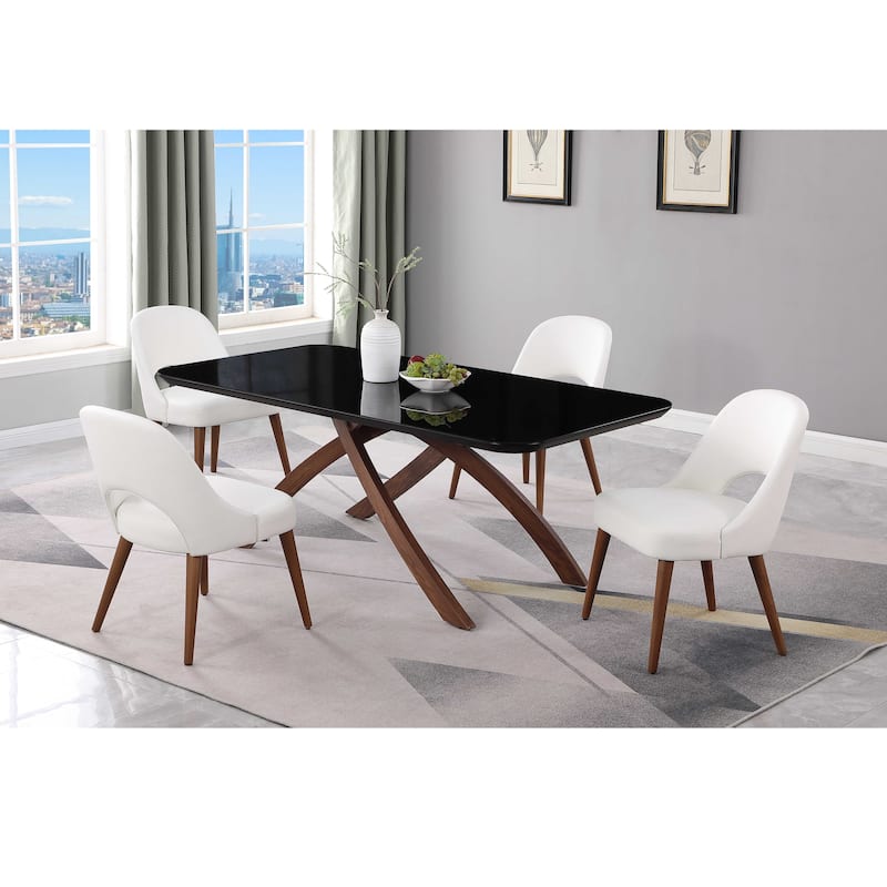 Somette Kenny White Faux Leather Open Back Side Chair, Set of 2