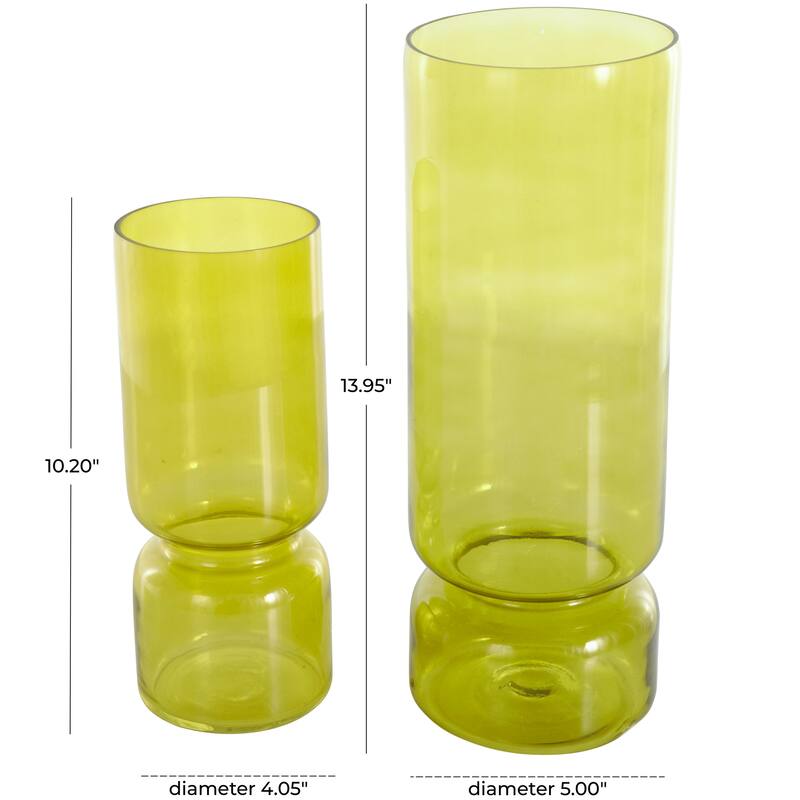 Glass Modern Round Decorative Vase - Set of 2 Blue or Green - Roche River Decor