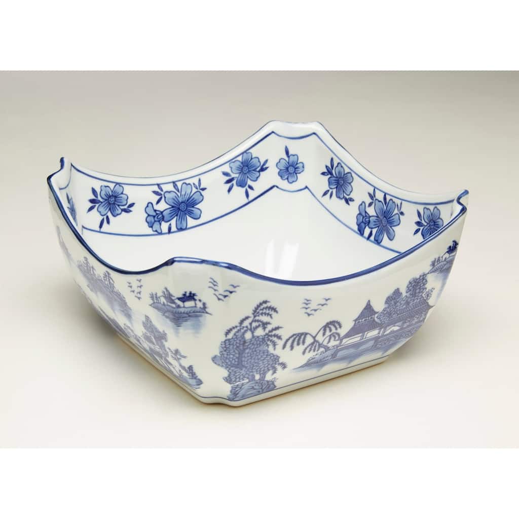 Aa Importing 59776 Square Blue And White Bowl - 4.5 X 8.75 X 8.75 inches