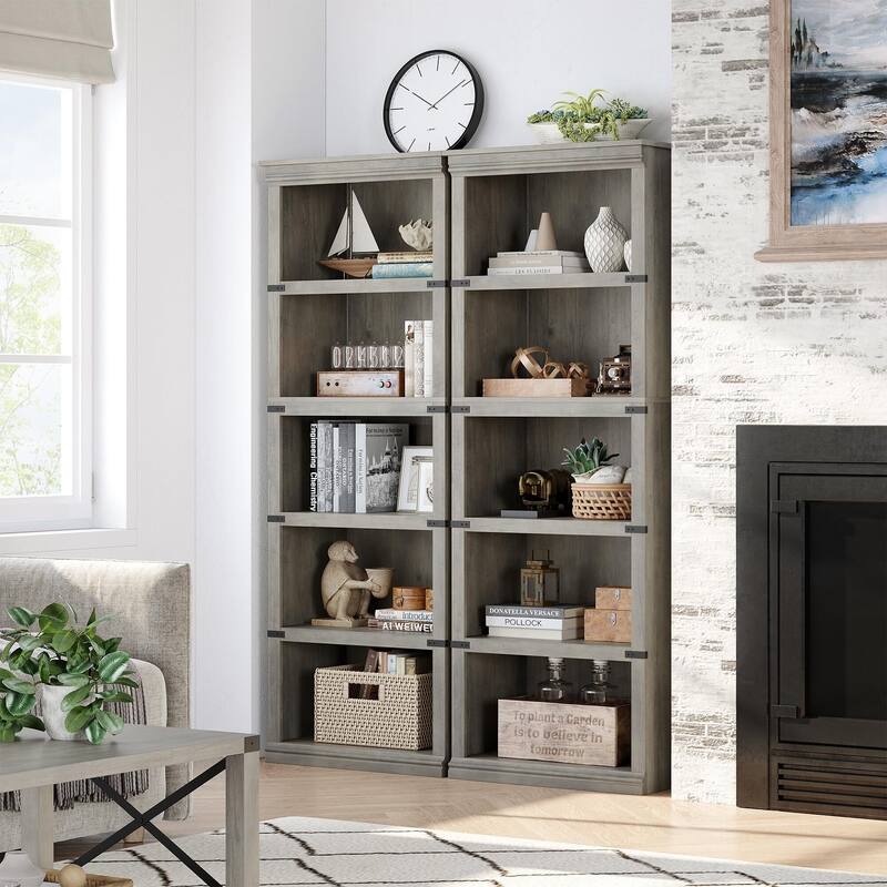 5 Tier Bookcase, Freestanding Wooden Bookshelf Storage Organizer Display Shelf