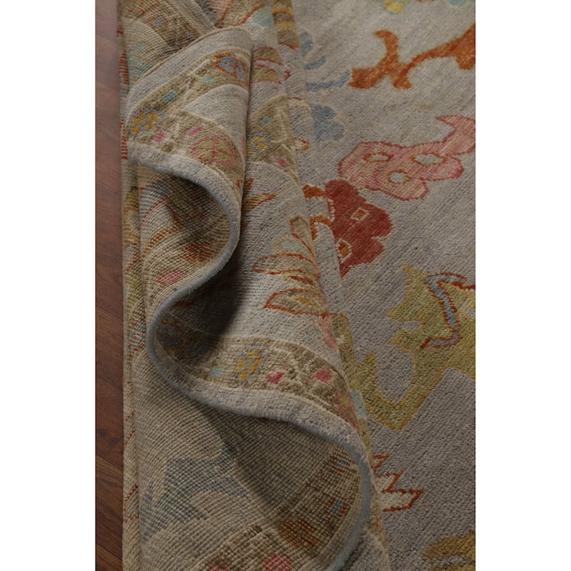Hand Knotted Oriental 100% Wool Carpet Transitional All-Over Greys & Charcoal Oushak Area Rug - 9' 10'' X 8' 1''