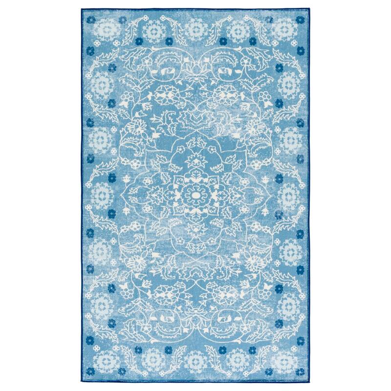 Martha Stewart Gaelle Machine Washable & Slip Resistant Rug - 3' x 5' - Blue/Beige